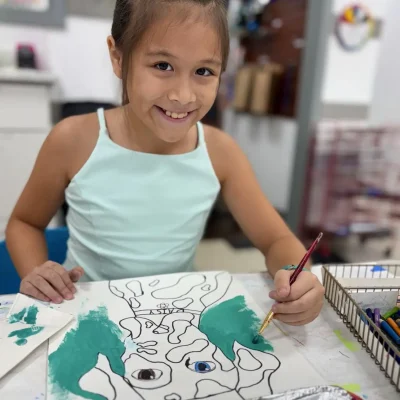 10_yrs-Old_art_student_painting_tempera